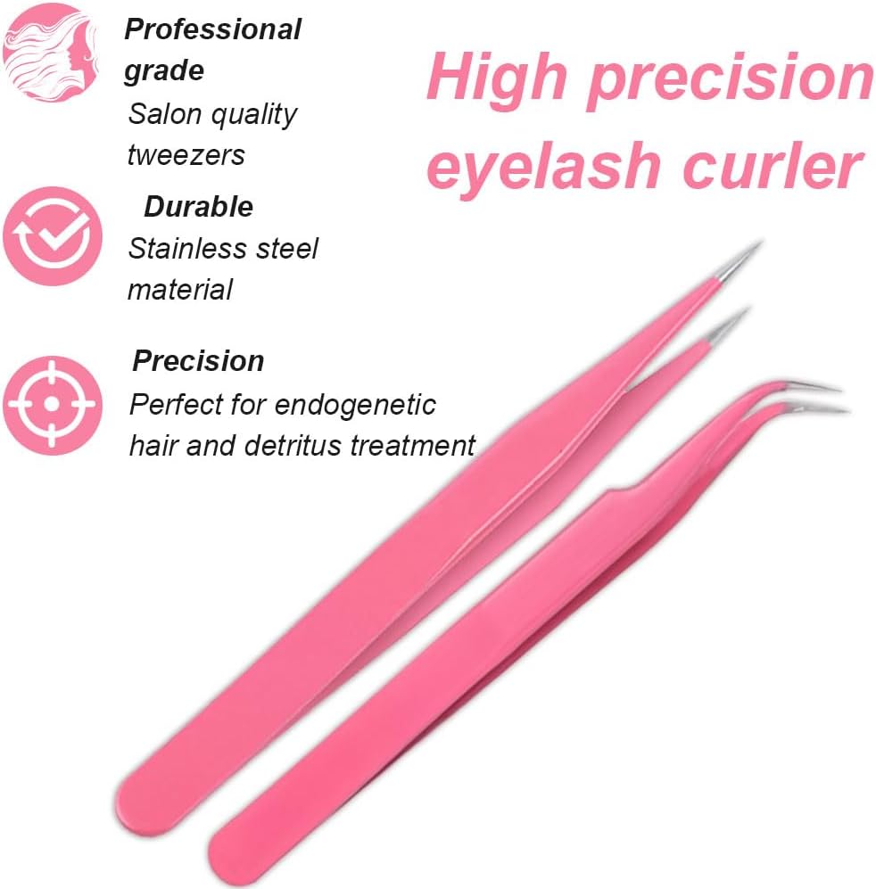 Kit de pinces à épiler en acier inoxydable 2 pièces multifonction brosse à cils bricolage nail art artisanat