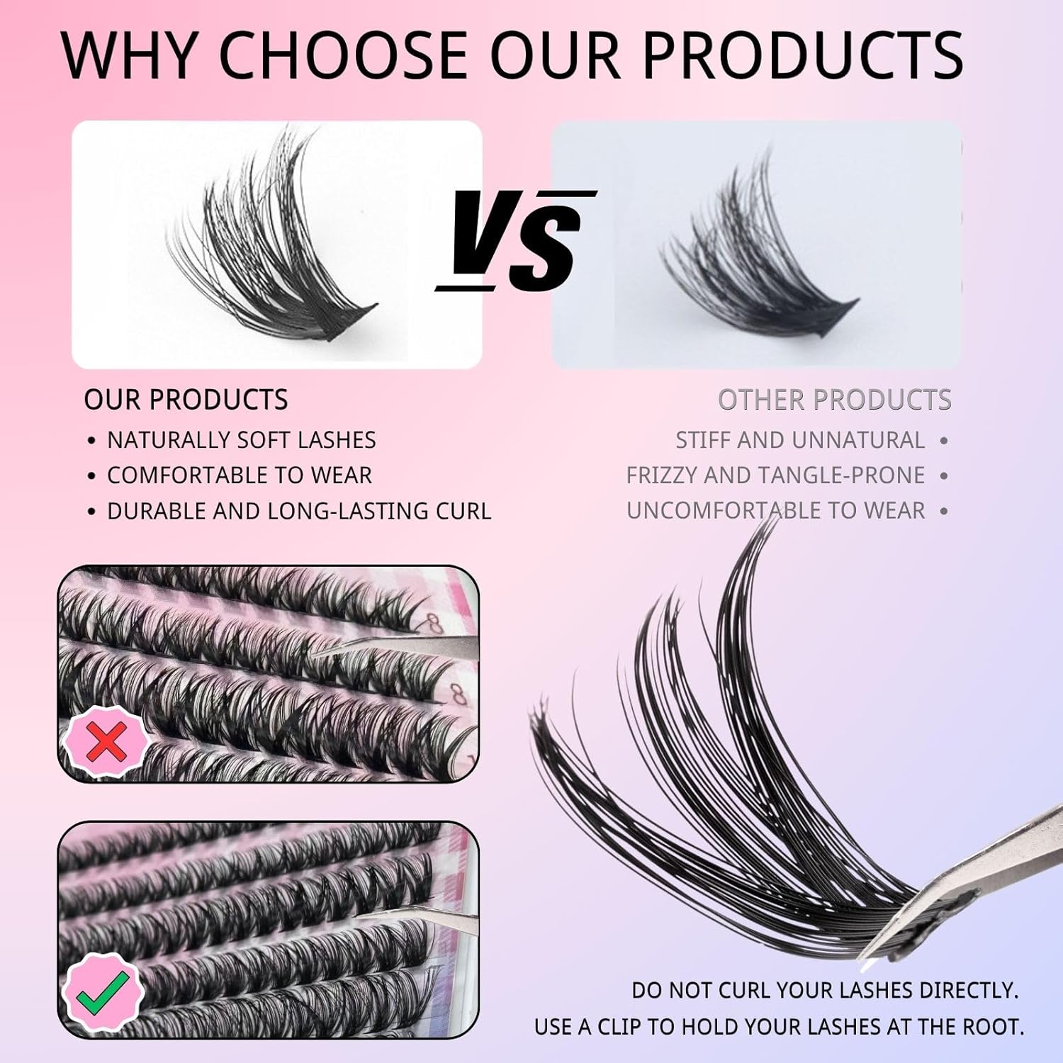 640pcs Kit Extension Cils Individuels, 60D+80D+100D+120D Faux Cils, Faux Cils Bouquet Volume Russian D Curl DIY Extensions de Cils 8-16mm Individual Lashes (60-80-100-120D)