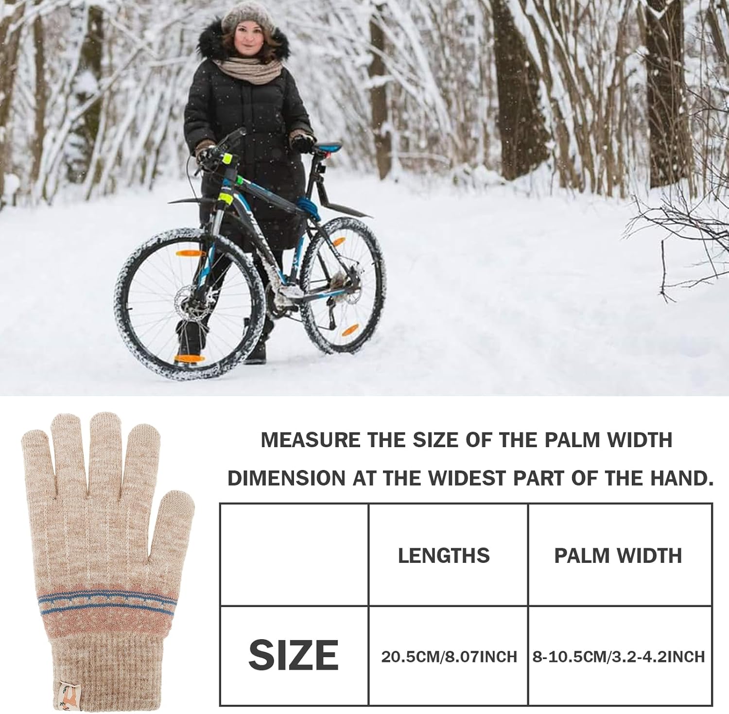 TAGVO Thermal Touch Screen Gloves for Women, Windproof Gloves for Women, Elastic Winter Gloves, Women's Warm Cashmere Gloves for Skiing, Running, Hiking, Cycling