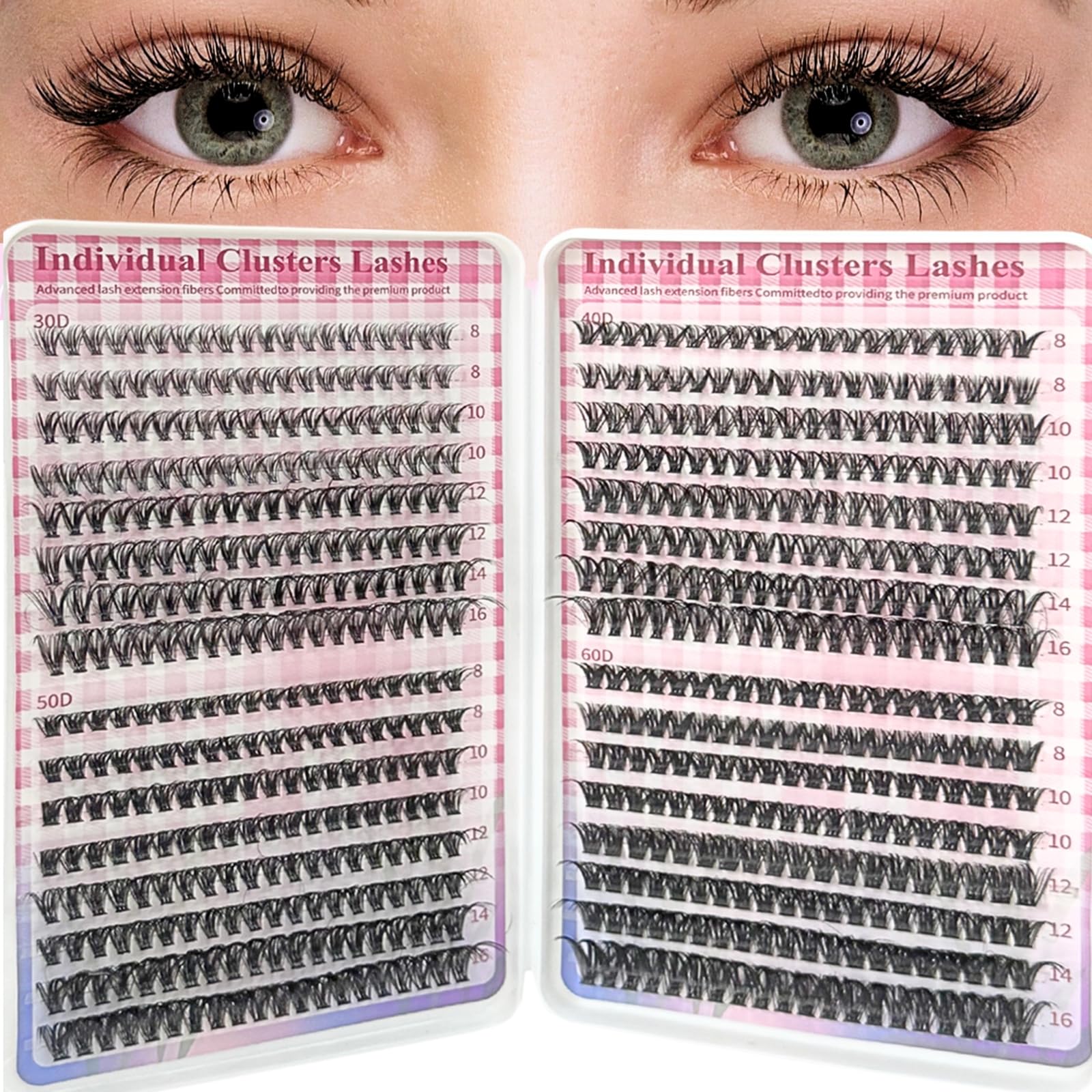 640pcs Kit Extension Cils Individuels, 60D+80D+100D+120D Faux Cils, Faux Cils Bouquet Volume Russian D Curl DIY Extensions de Cils 8-16mm Individual Lashes (60-80-100-120D)
